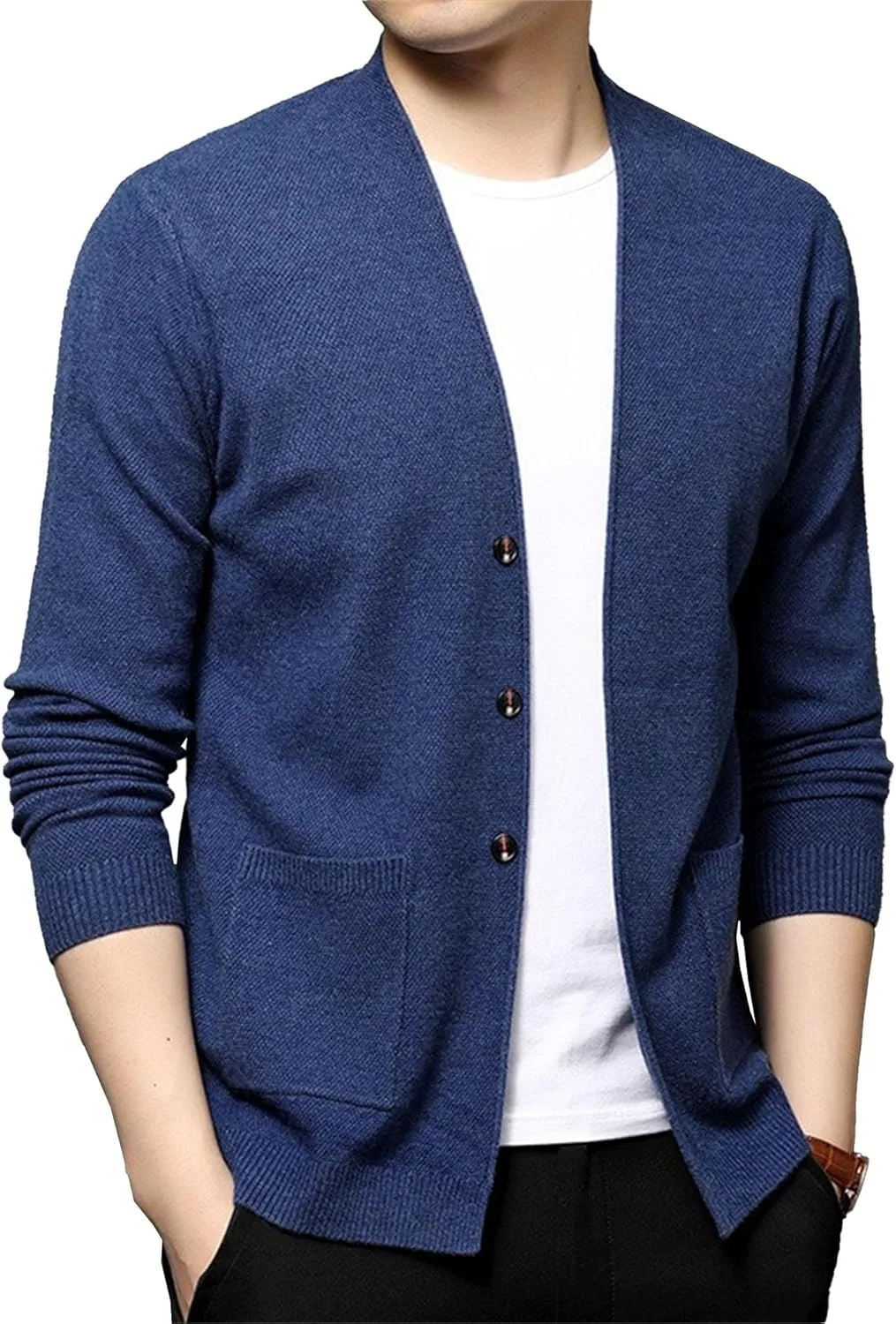 Мужской кардиган с карманами slim fit