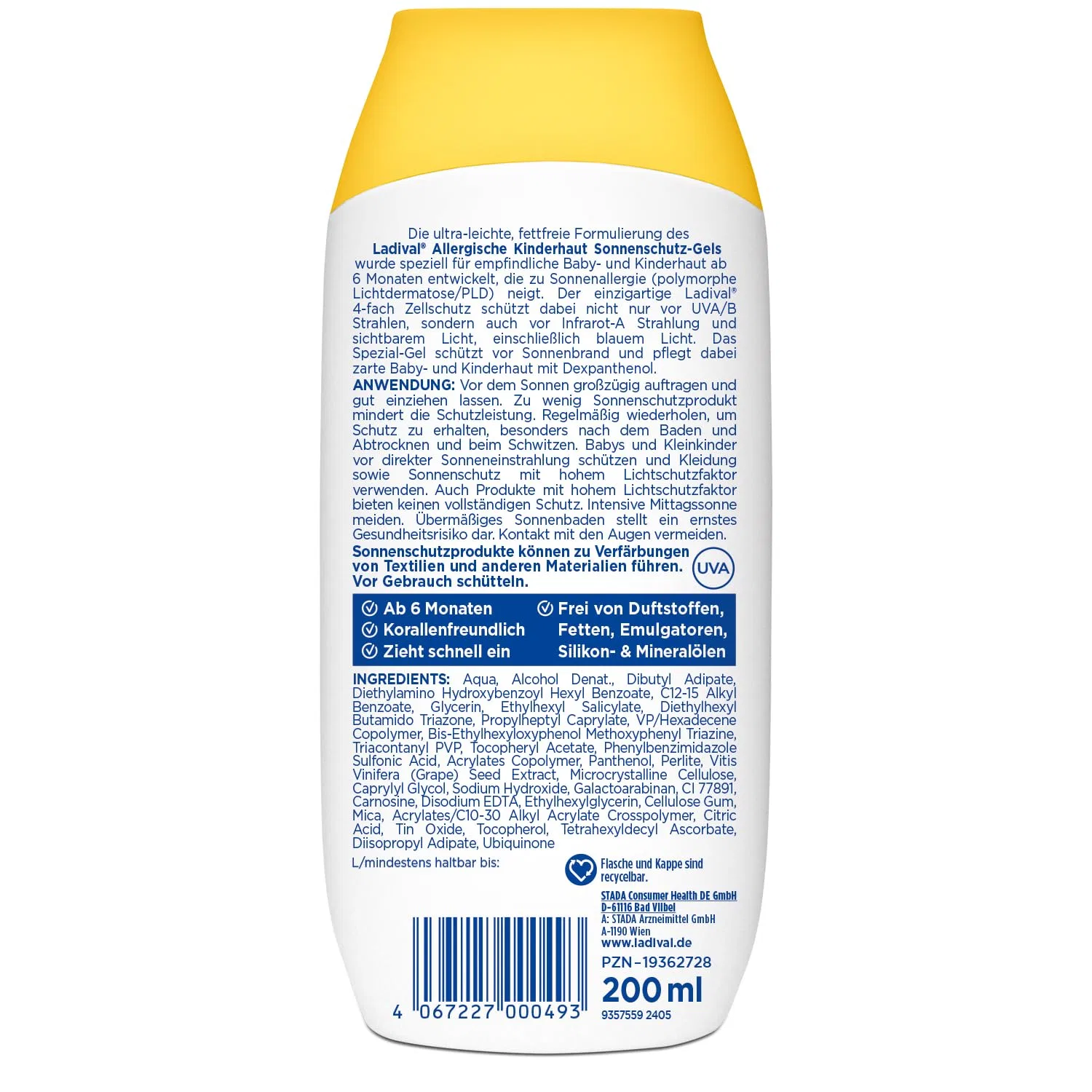 Детский солнцезащитный гель Ladival SPF 50+ для аллергичной кожи 200 мл Ladival — фото 2