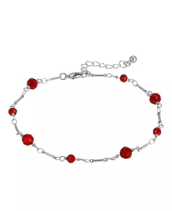 

Женский браслет на лодыжку с цепочкой из серебристо-красного бисера 2028, red