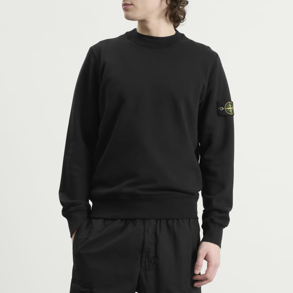 Толстовка с круглым вырезом, окрашенная в готовом виде Stone Island, черный — фото 2