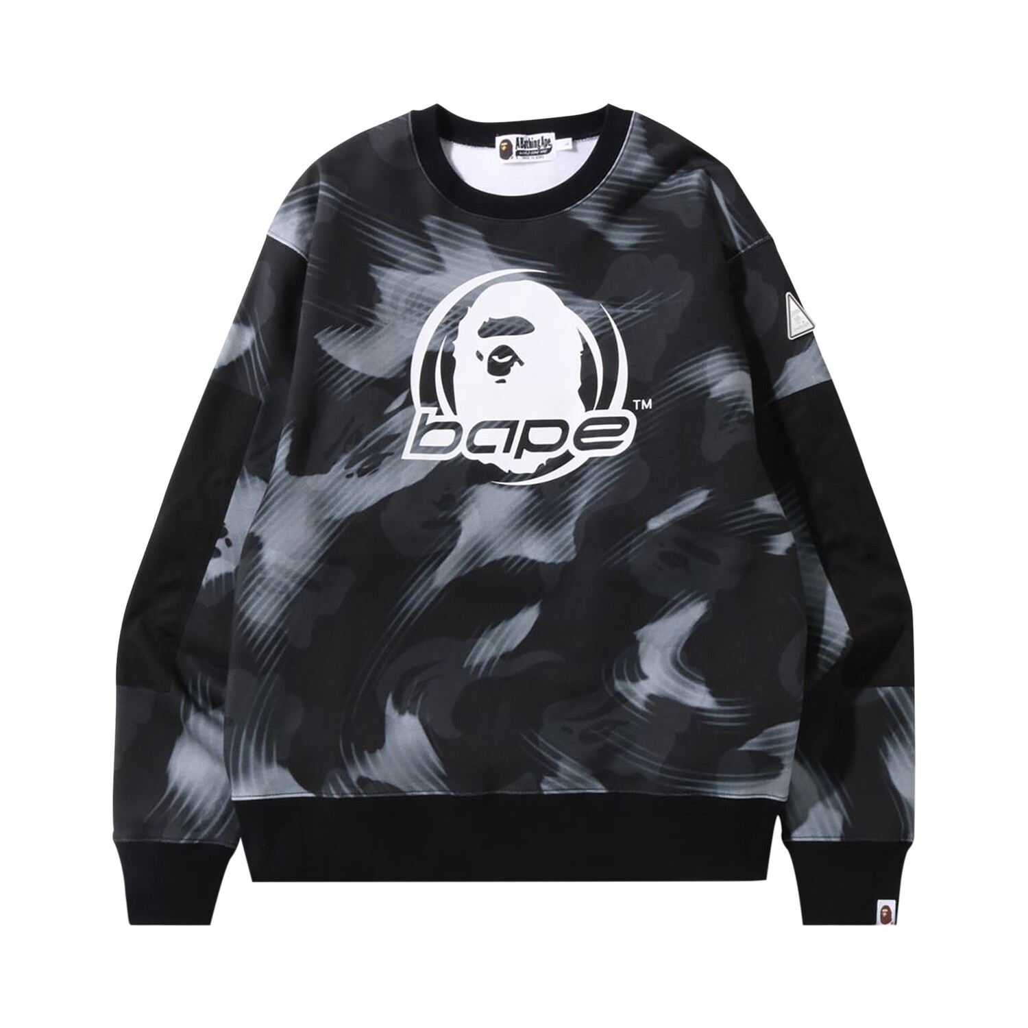 

BAPE Stroke Camo, свободный крой с круглым вырезом, черный цвет