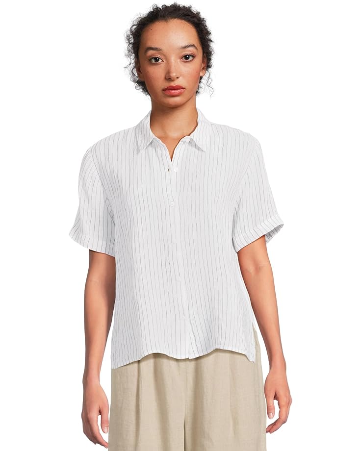 

Рубашка Eileen Fisher Classic Collar Short Sleeve Shirt, цвет White Black