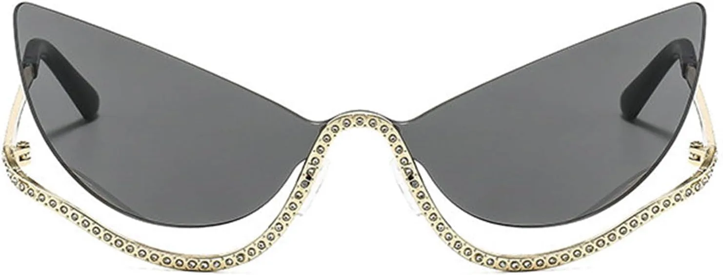 

Солнцезащитные очки Willochra Fashion Cat Eye для женщин и мужчин, модные, большие, полуободковые, узкие, золотистые, с защитой от УФ-излучения UV400, C1