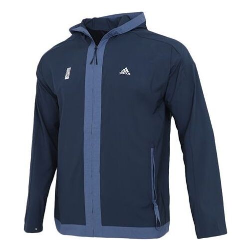 Куртка adidas Wj Wb Series Sports Windproof Hooded Jacket Navy Blue, синий