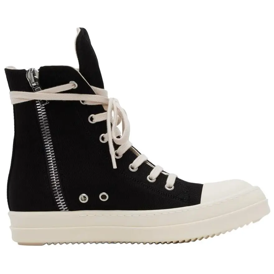 Высокие кожаные скейтерские кроссовки мужские черные Rick Owens DRKSHDW — фото 2