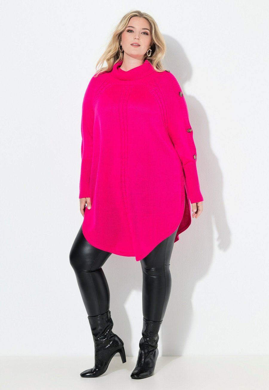 

Джемпер MIAMODA PONCHO-STYLE ZOPFMUSTER ZIPFELSAUM, Neon Berry/Pink