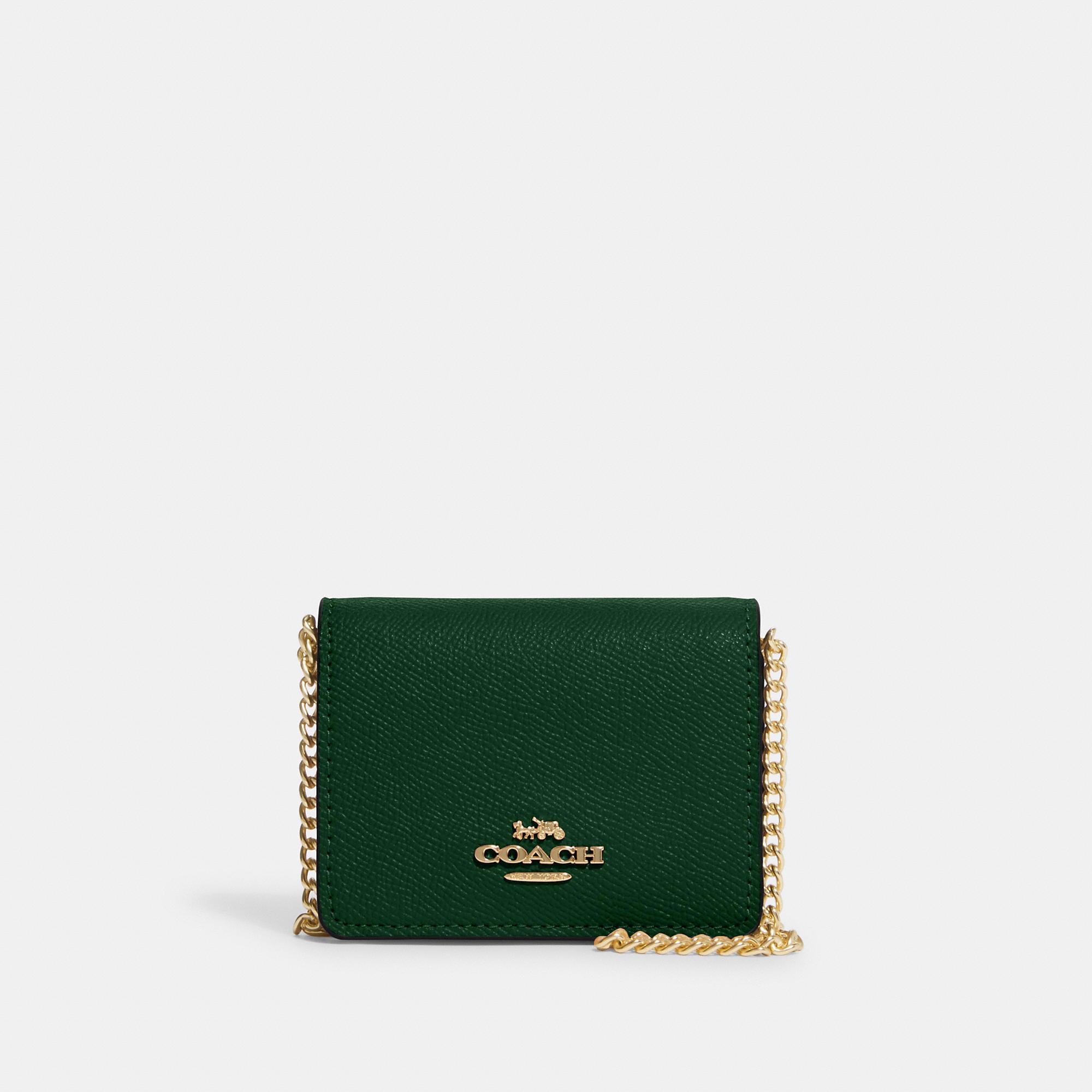 

Мини-кошелек Coach Outlet на цепочке, цвет dark pine