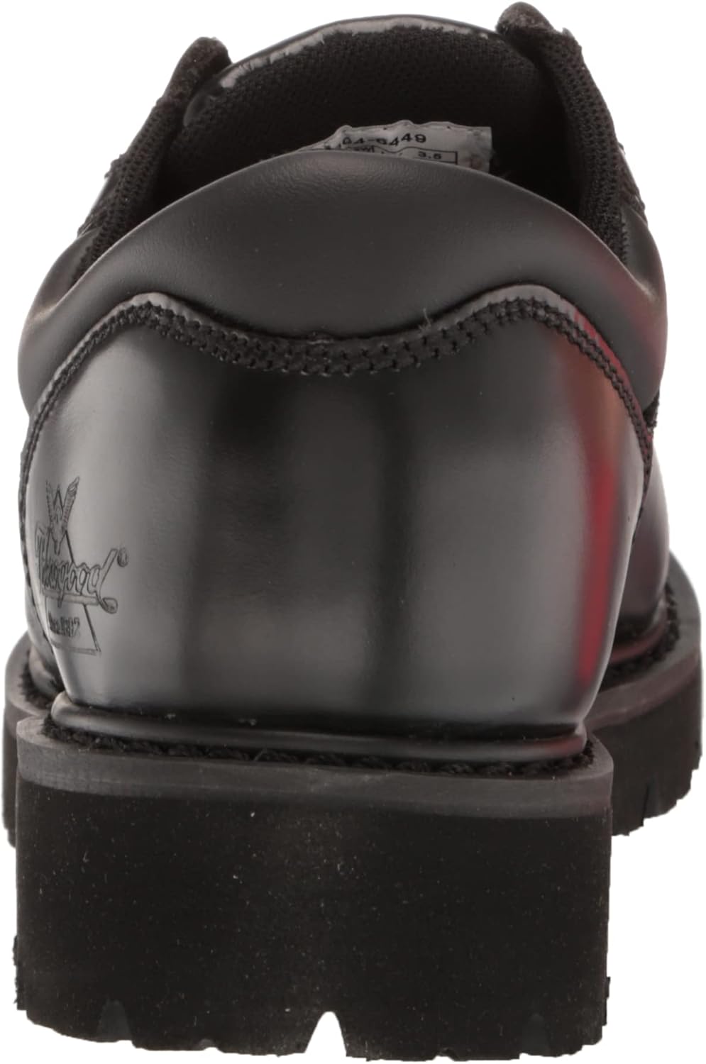 Рабочие туфли Thorogood Uniform Classics Steel Toe Oxford для мужчин и женщин, изготовленные из полируемой кожи с высоким блеском, с рантовой конструкцией Goodyear Storm Welt и нескользящей подошвой из ЭВА с выступами, черный — фото 3