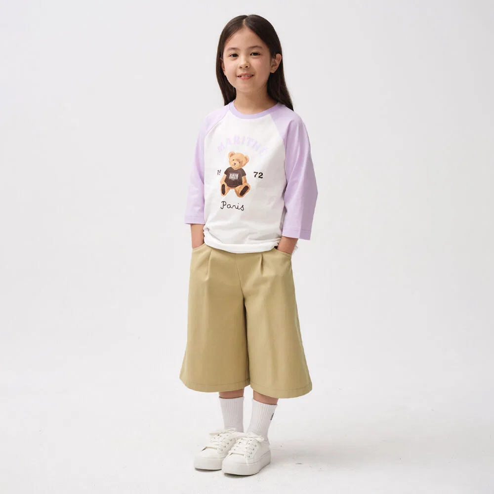 Детские широкие брюки 7/10 бежевые от Marithé Kids