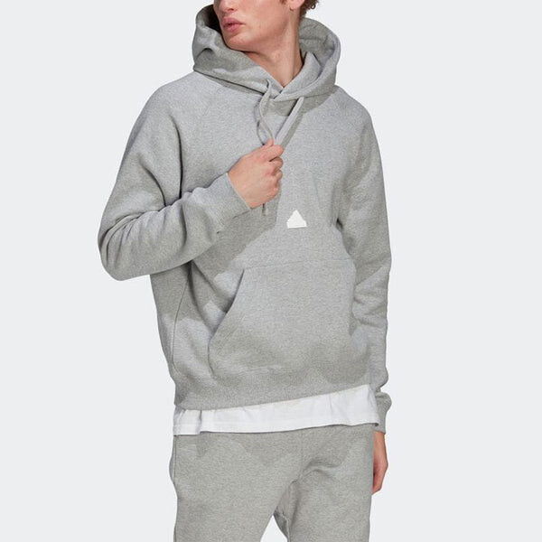 Толстовка Men's adidas Solid Color Logo Hooded Loose Long Sleeves Gray, серый — фото 4