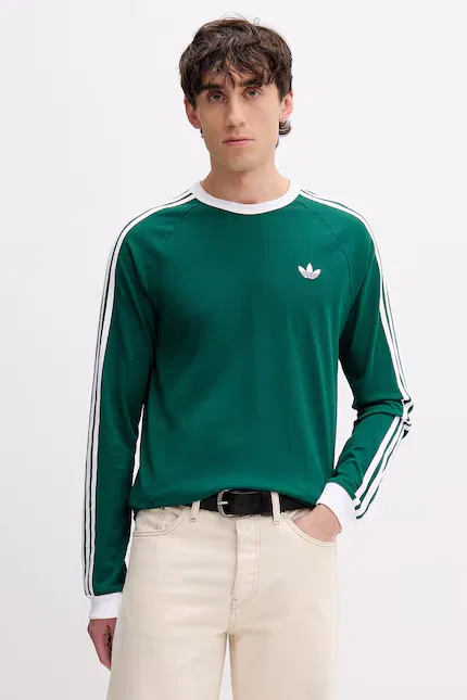 Футболка с длинным рукавом зеленая, Adidas Originals