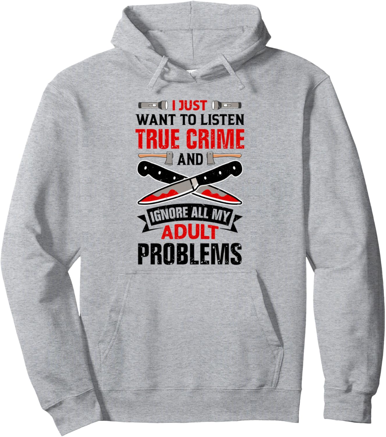 

Забавная толстовка для любителей криминальных сериалов и драм True Crime Fan Murder Mystery Designs, серый