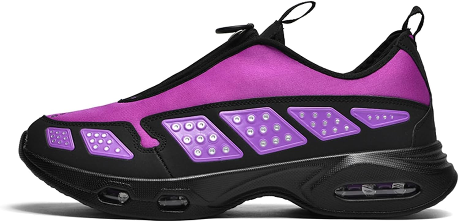 

Мужские модные кроссовки с сеткой, круглый носок, шнуровка, толстая подошва и противоскользящие беговые туфли, подходящие для ходьбы, фитнеса и работы Qaoterod, фиолетовый