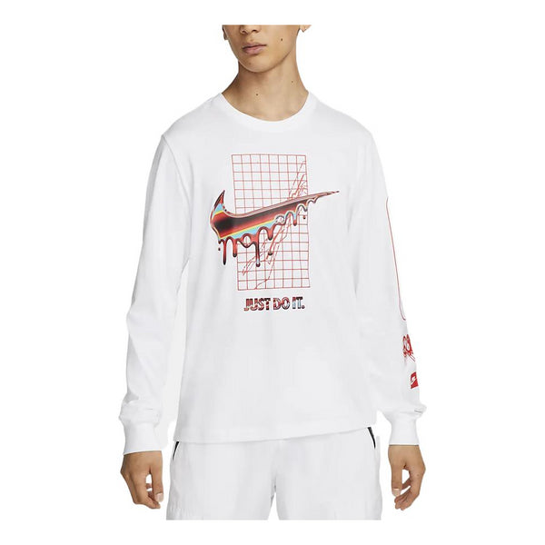 

Футболка Men's Nike Alphabet Logo Printing Round Neck Long Sleeves White T-Shirt, белый