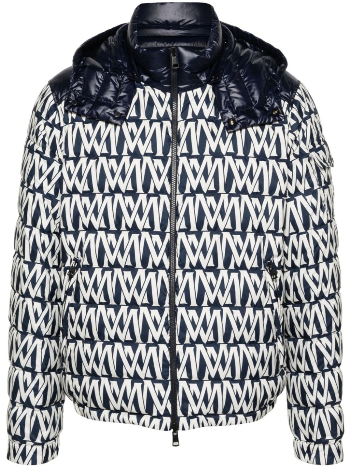 

Moncler пуховик с монограммой, синий