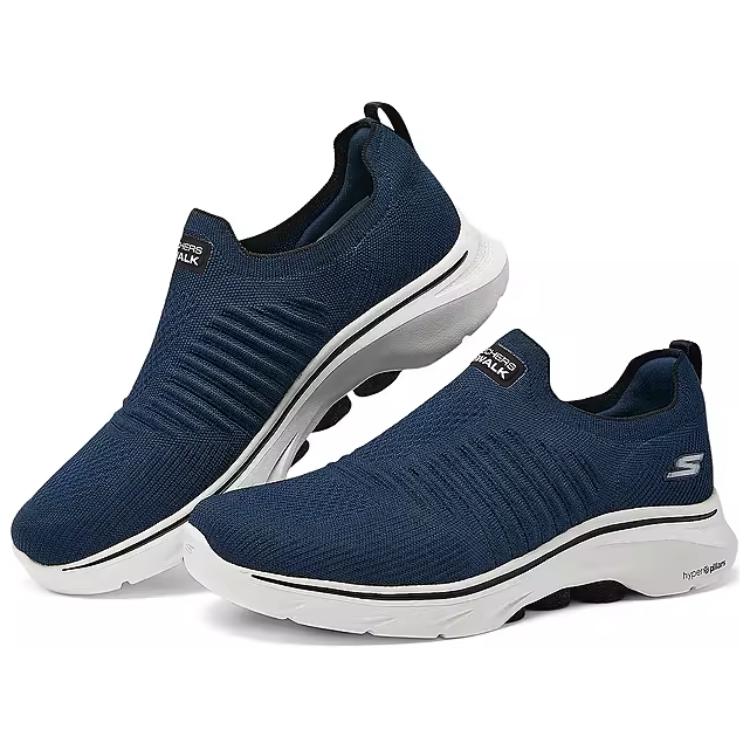 Skechers GO WALK 7 Breathable Support Height Increasing Low top Casual Shoes Men's Blue Black — фото 3