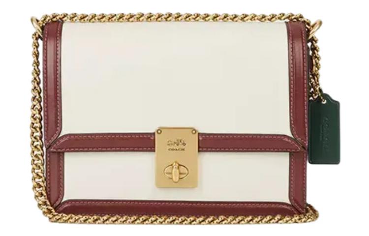 

COACH Кожаный конверт Hutton Cow Маленькая квадратная сумка Сумка через плечо Женская сумка малого размера бело-красная