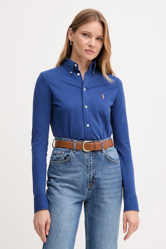 

Хлопковая рубашка Polo Ralph Lauren, синий