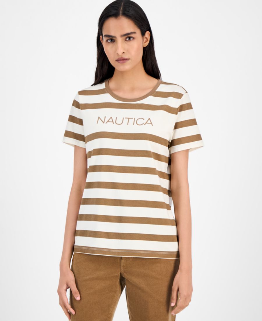 

Женская футболка с круглым вырезом и логотипом Nautica Jeans, White Swan/ Barley, Белый, Женская футболка с круглым вырезом и логотипом Nautica Jeans, White Swan/ Barley