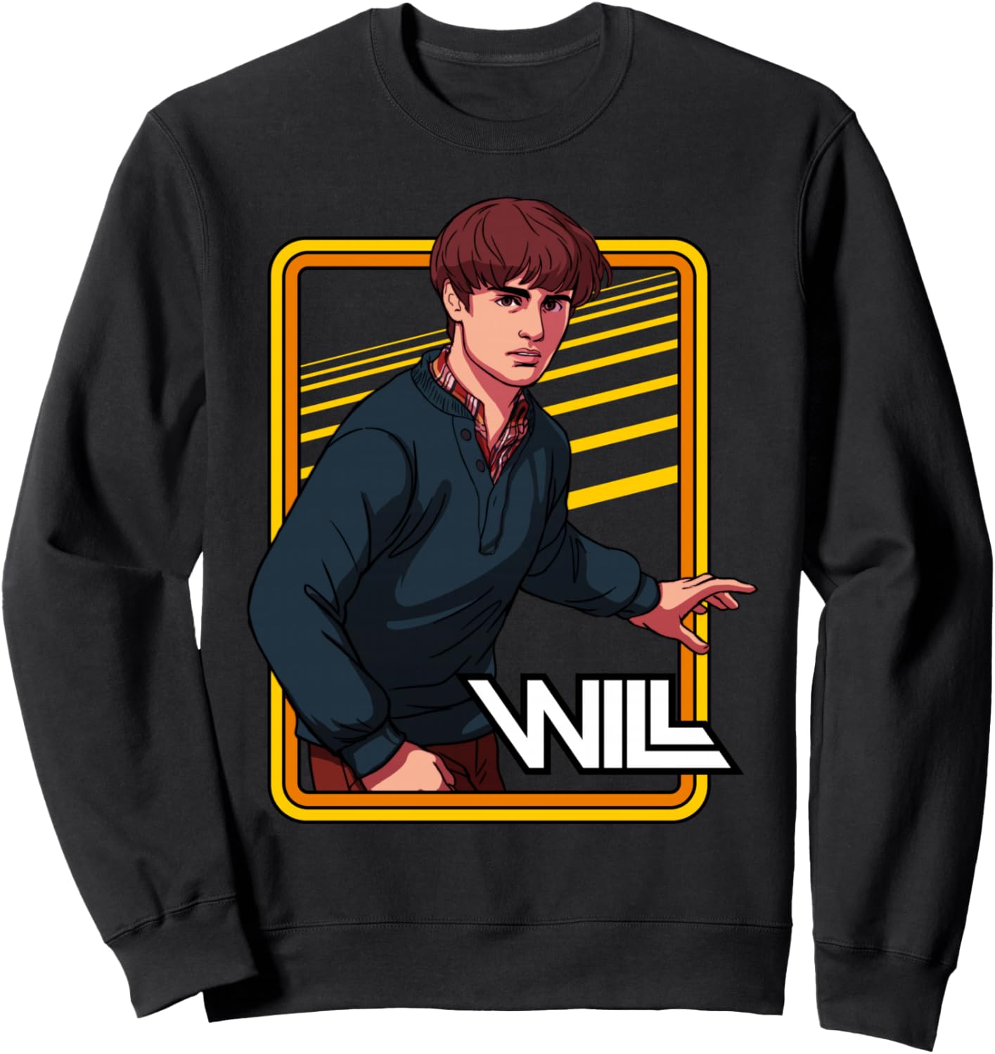 

Толстовка с портретом персонажа Уилла Байерса из сериала «Очень странные дела» в неоновой рамке Stranger Things, черный