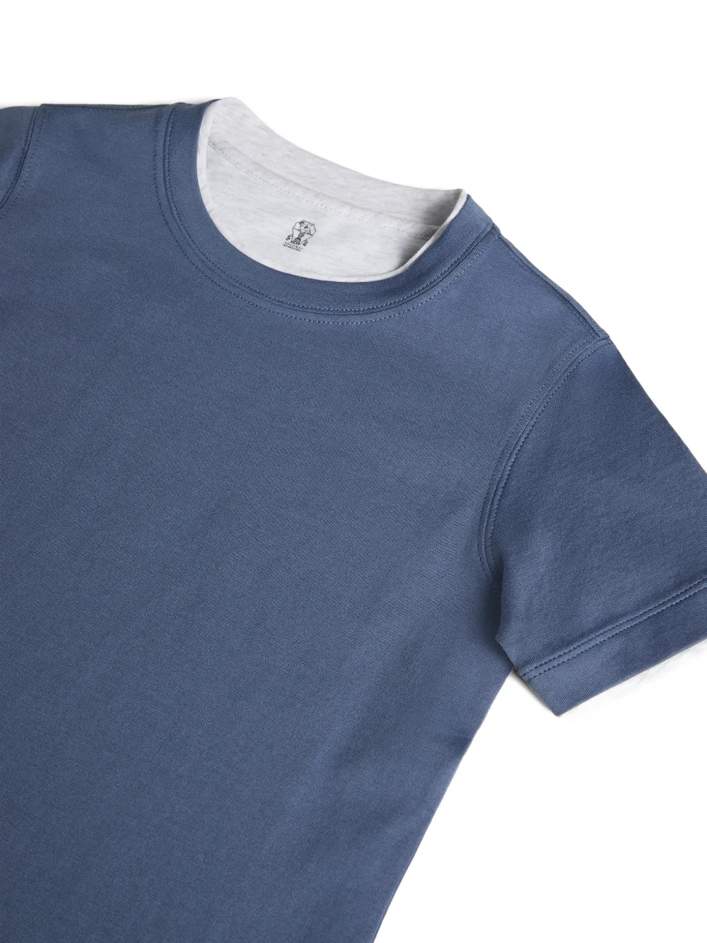 Футболка из хлопкового джерси с эффектом многослойности Brunello Cucinelli Kids, синий — фото 3