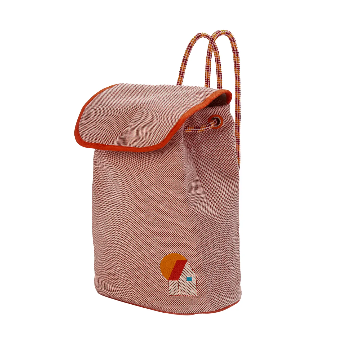 HERMES Женский рюкзак из ткани оранжевого и малинового цвета, Orange & Berry Red — фото 3