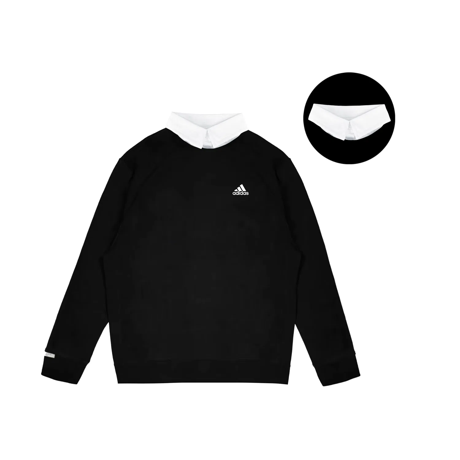 Свитшот LABEL Unisex Black с поло-воротником, умеренный, имитация двуслойности Adidas — фото 3