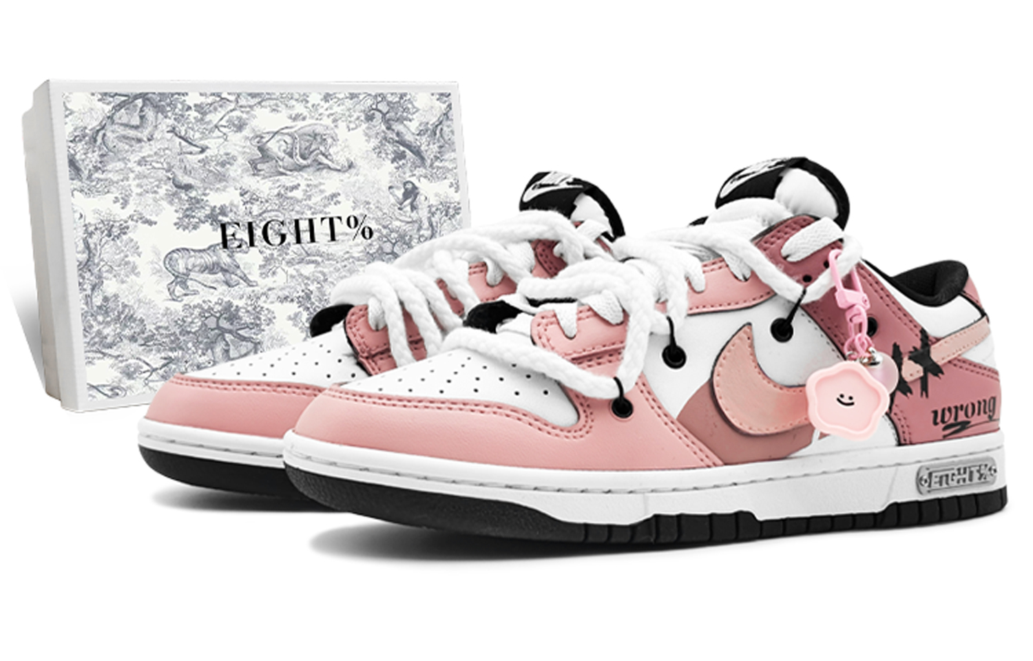 

Кроссовки Nike Dunk Skateboarding Shoes Unisex Low-top White/pink/red, цвет Peach