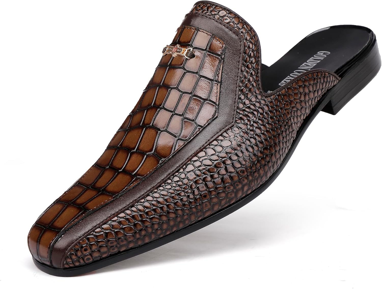 

Мужские сандалии-лоферы GOLDEN COXES FAMILY, повседневные закрытые с пряжкой, кожаные тапочки с открытой пяткой для формальных вечеринок, Coffee