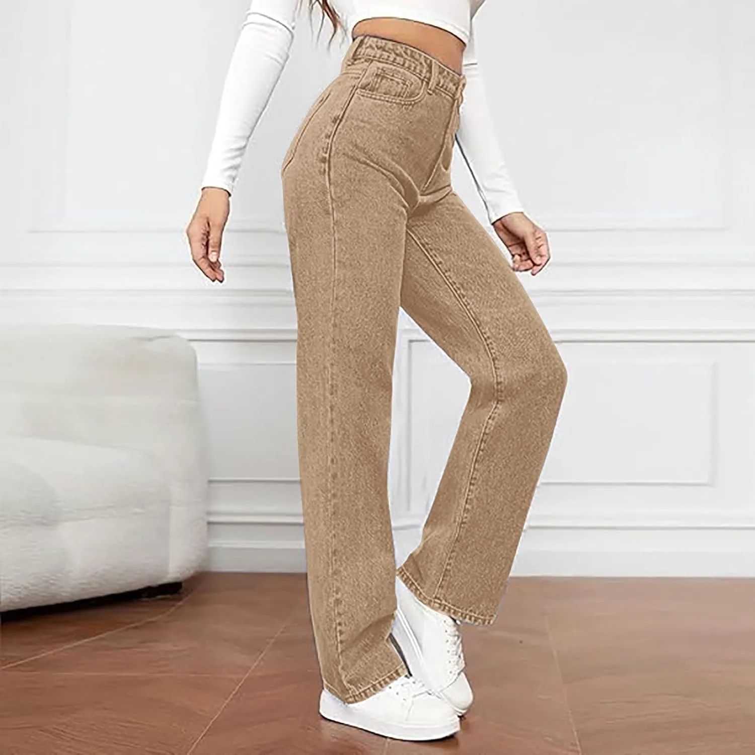 Джинсы женские High Waisted Straight Leg Loose Fit — фото 4