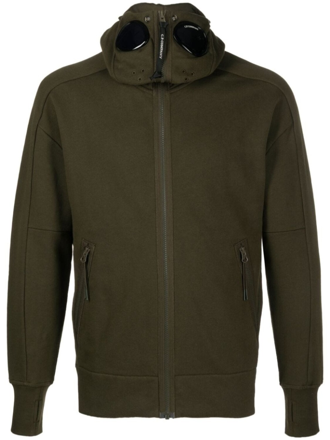 

C.P. Company Goggle fleece cotton hoodie, зеленый