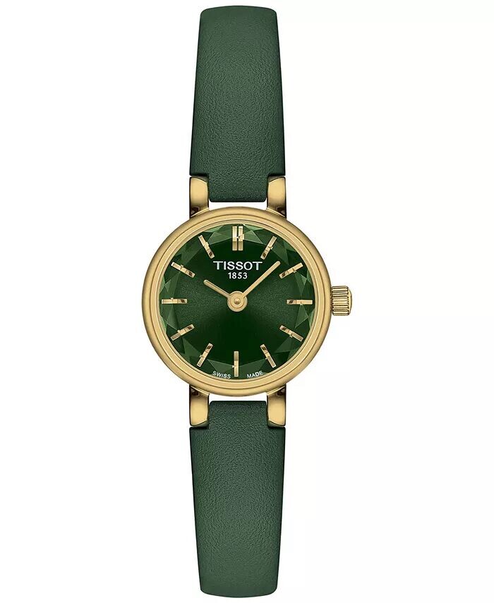 

Женские швейцарские часы с милым зеленым кожаным ремешком, 20 мм Tissot