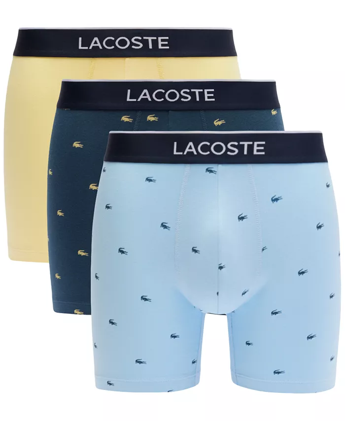 

Мужские боксеры мини-крок с эластаном, 3 штуки, классическая посадка Lacoste, синий