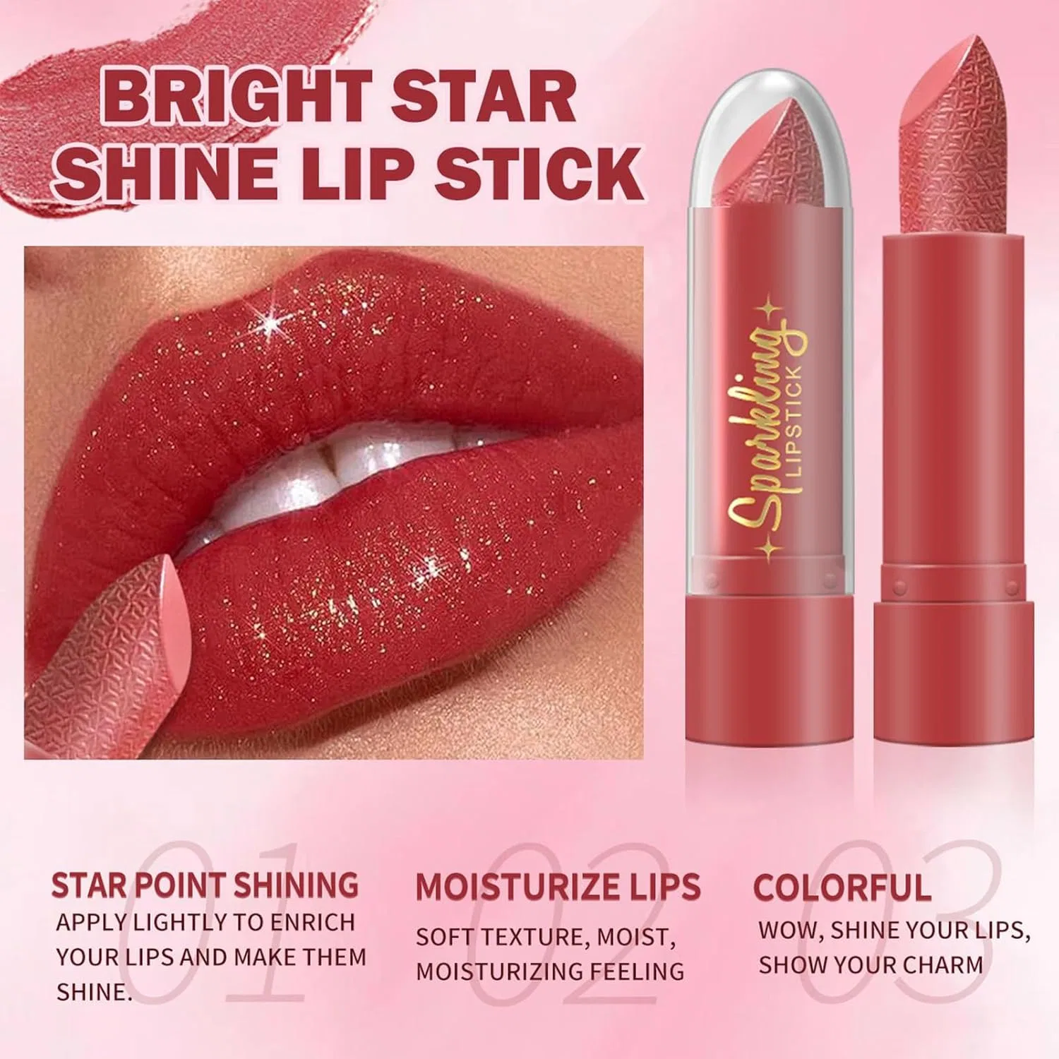 Блеск для губ Glitter Lipstick, увлажняющий, бесцветный — фото 2