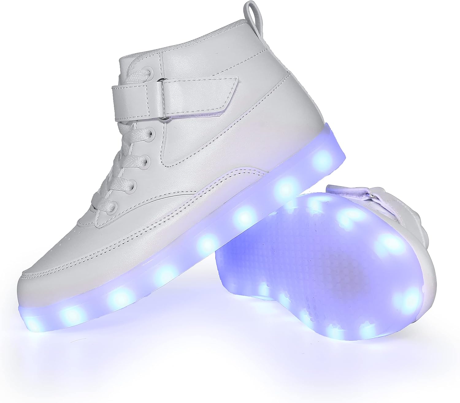 Детские светящиеся кроссовки с LED-подсветкой, с USB-зарядкой, высокие, для мальчиков и девочек, унисекс Voovix, белый — фото 4
