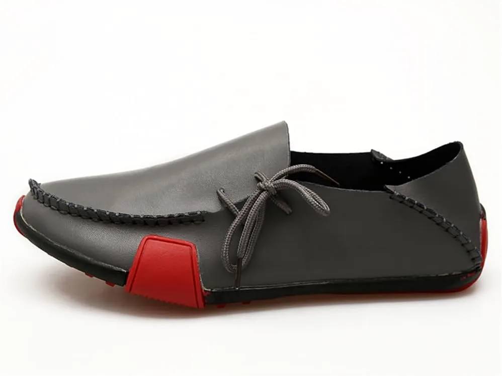 

Мужские повседневные туфли ручной работы из кожи, мужские лоферы-мокасины для вождения, мягкие балетки на липучке Abborora, серый