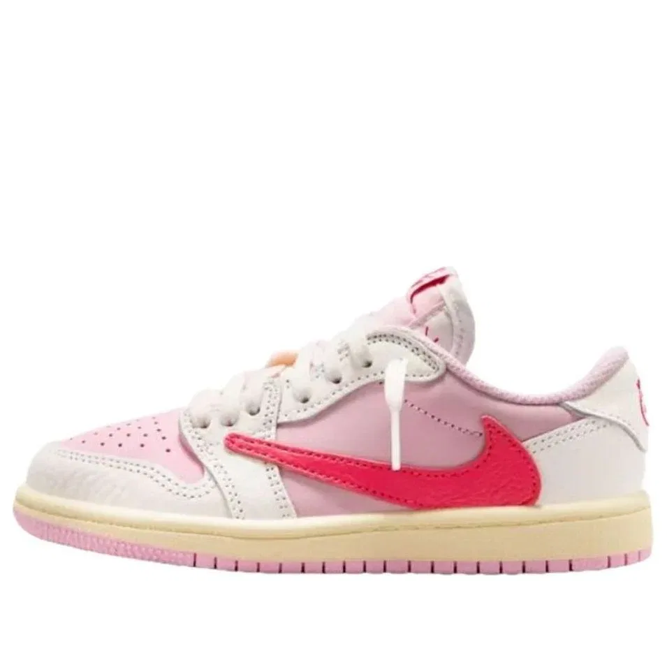 Кроссовки Air Jordan x Travis Scott 1 Retro Low OG 'Sail Tropical Pink' IQ7605-101, розовый