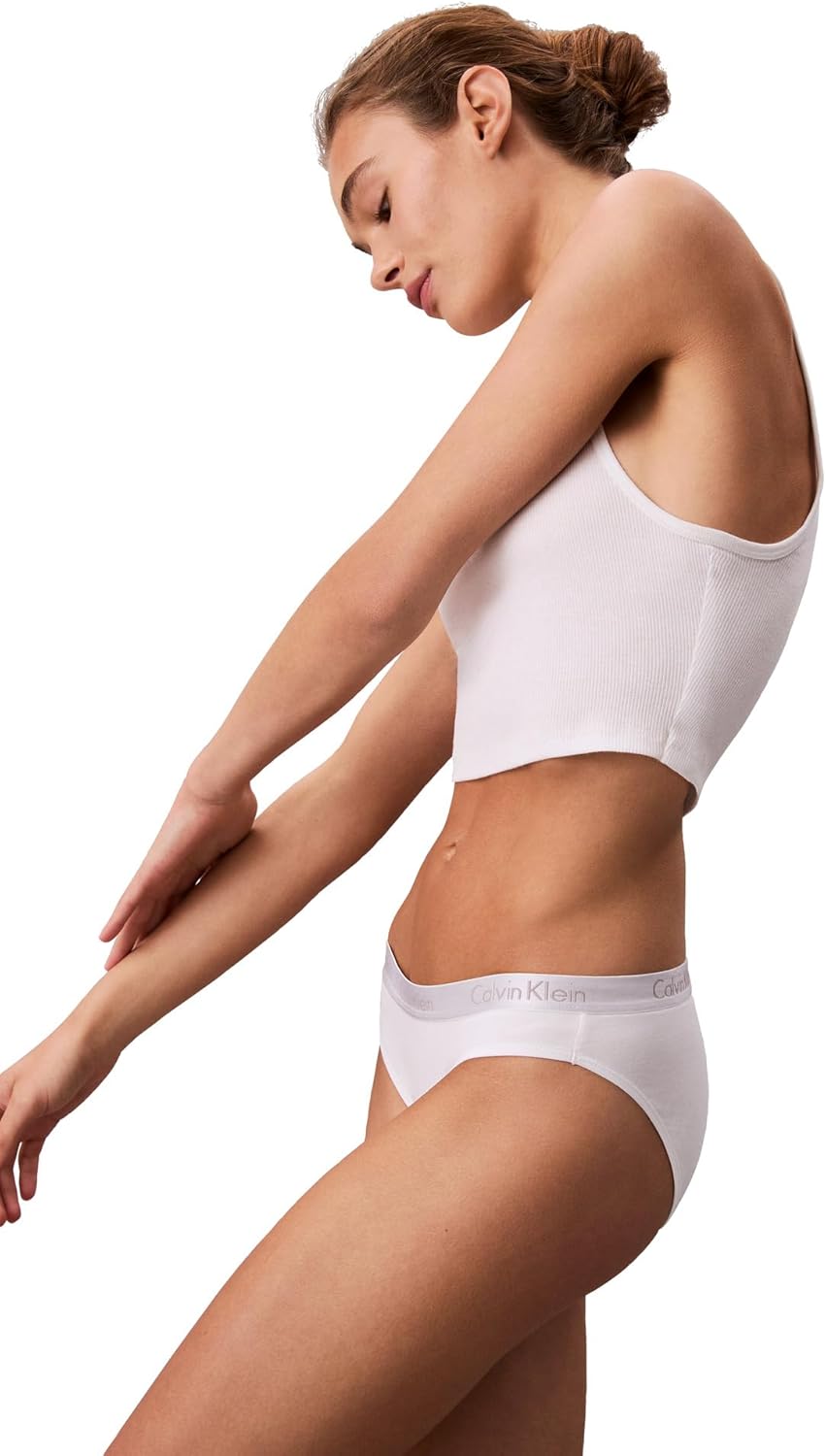 Женские трусики-бикини Calvin Klein Motive Cotton Multipack, 3 шт., Black/Classic White/Grey Heather — фото 4