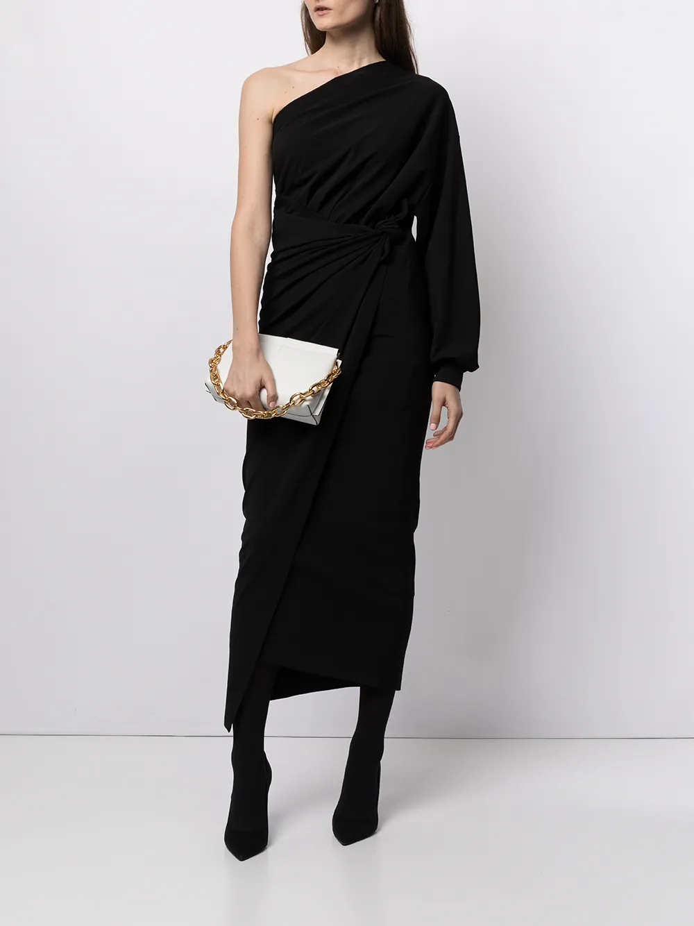 Платье асимметричного кроя BALENCIAGA, черный — фото 2