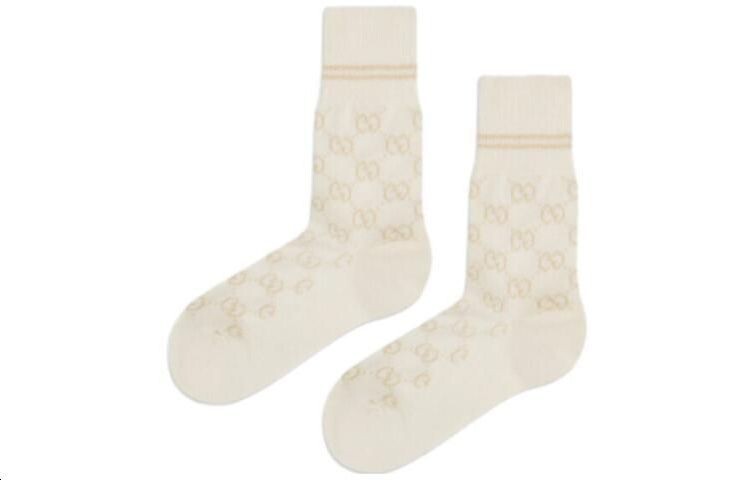 

Женские носки GUCCI до середины икры, цвет 1 double pack (ivory)