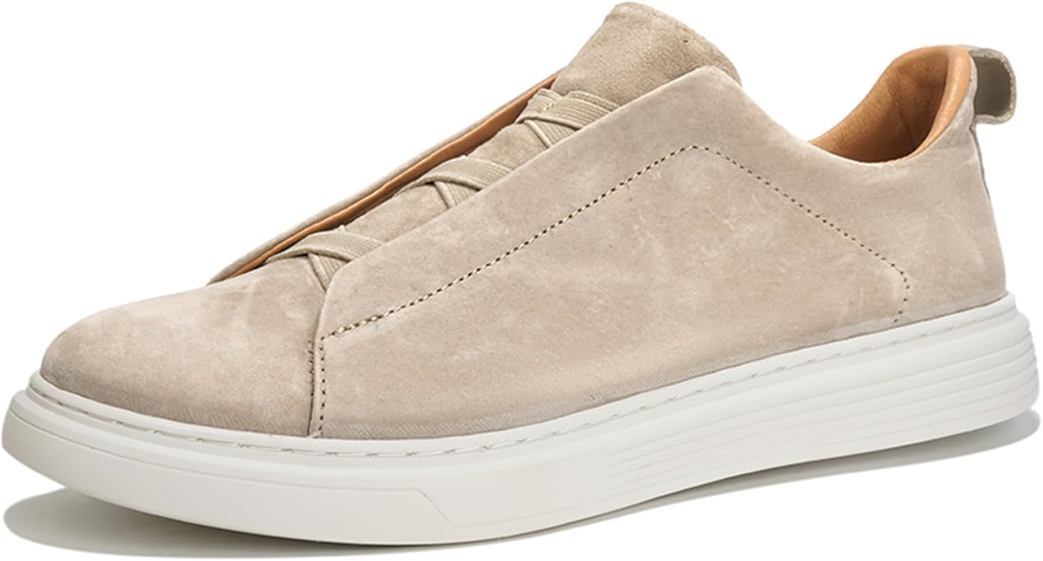 

Мужские модные кроссовки Классические повседневные туфли Стильные слипоны Из натуральной кожи Оксфорды для ходьбы для мужчин Abborora, бежевый