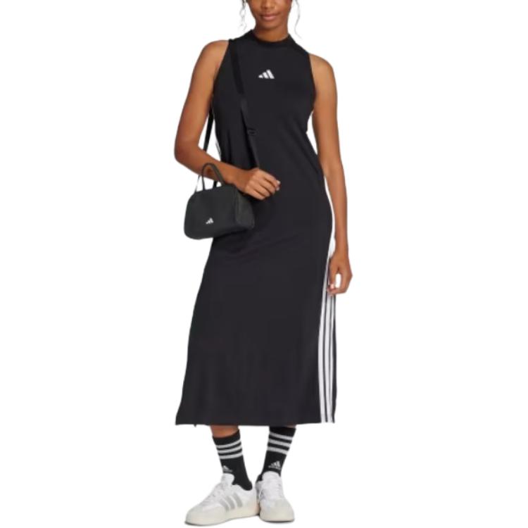С AdiClub Essentials Платье-майка Long Racerback с тремя полосками Adidas, черно-белый — фото 4