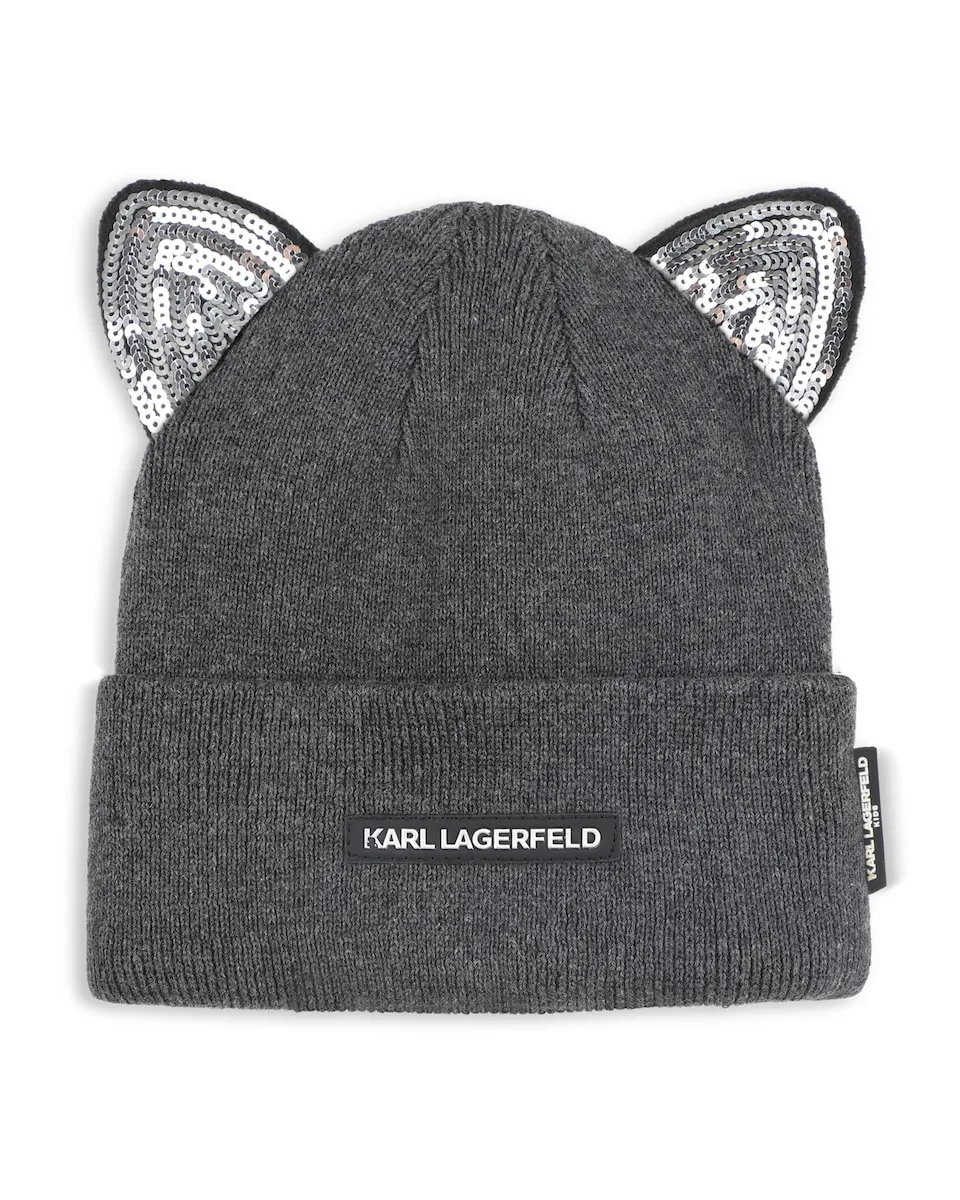 

Серая детская шапочка из хлопка Karl Lagerfeld Kids, серый