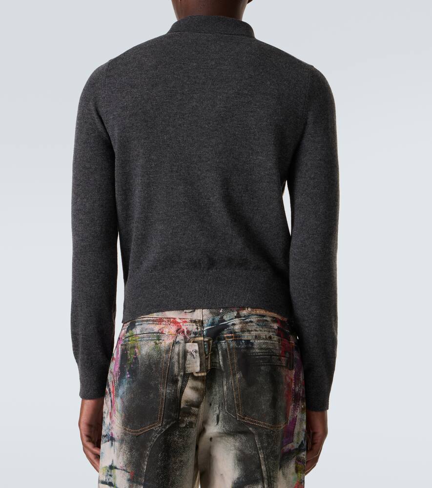 Джерси поло из жаккардовой шерсти и яка Acne Studios, Dark Grey Melange — фото 4