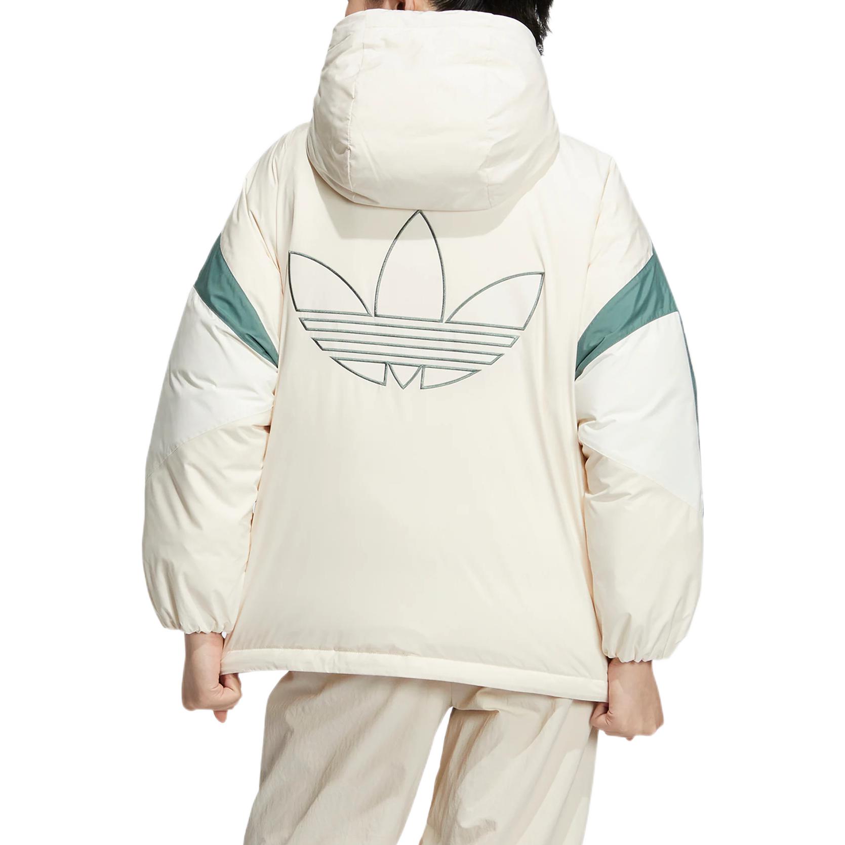 Цветной пуховик Adidas Originals для женщин бело-зеленый — фото 4