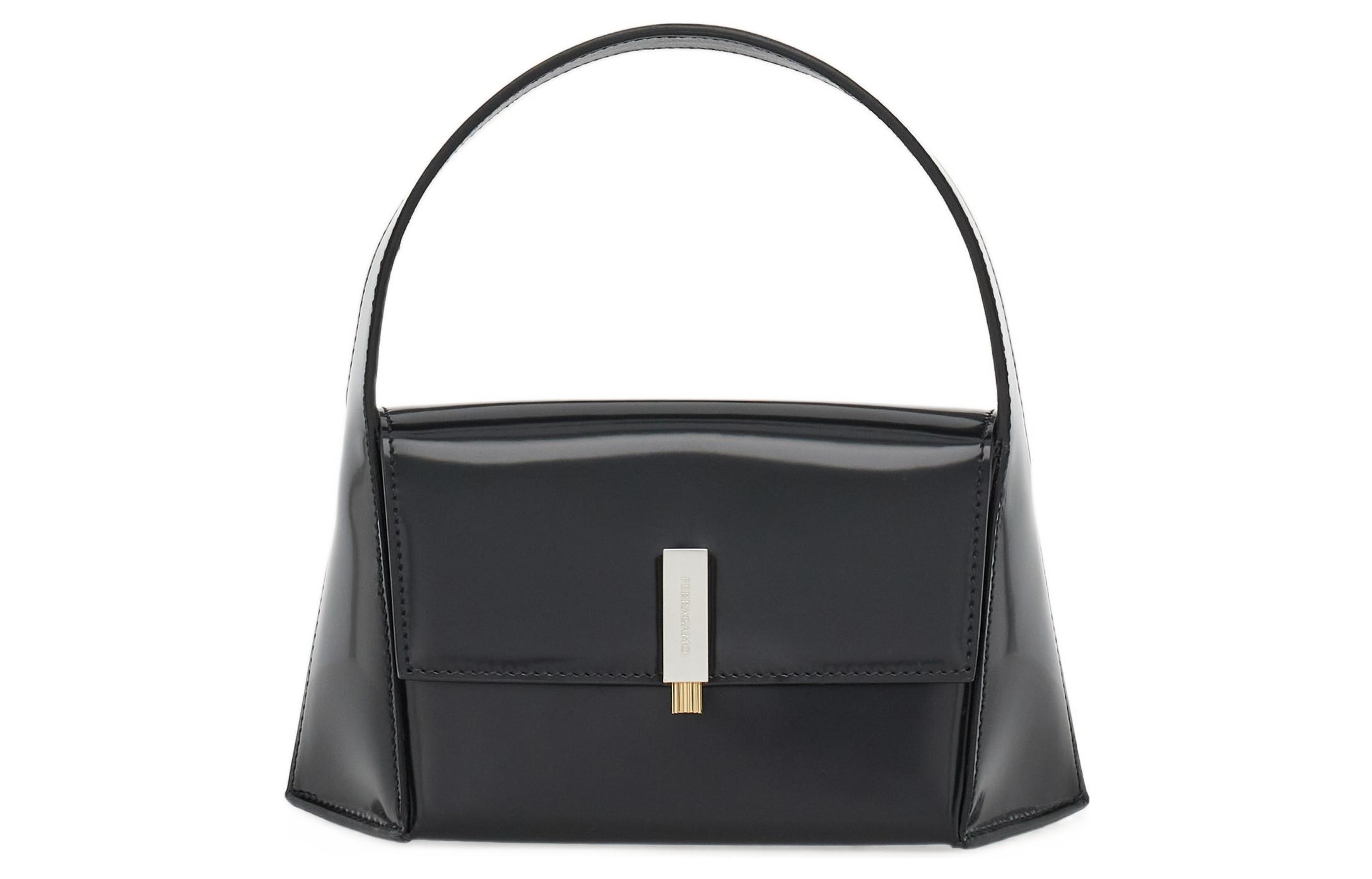 

Сумка через плечо Ferragamo Trumpets из матовой кожи черного цвета