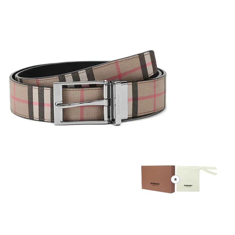 

Ремень мужской Burberry кожаный, бежевый / черный