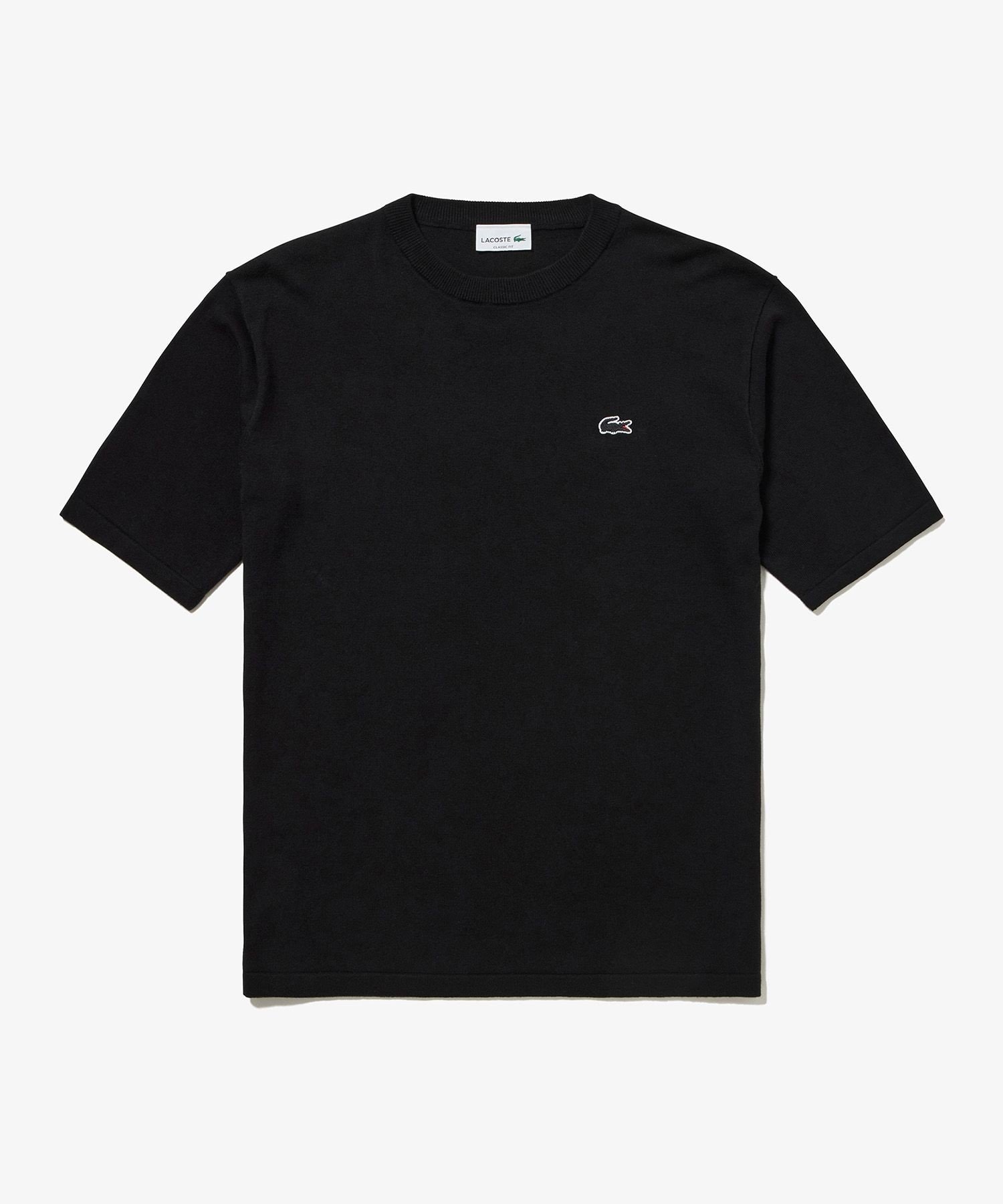 Трикотажная футболка из смешанного меланжевого трикотажа в трех цветах LACOSTE, Black — фото 4