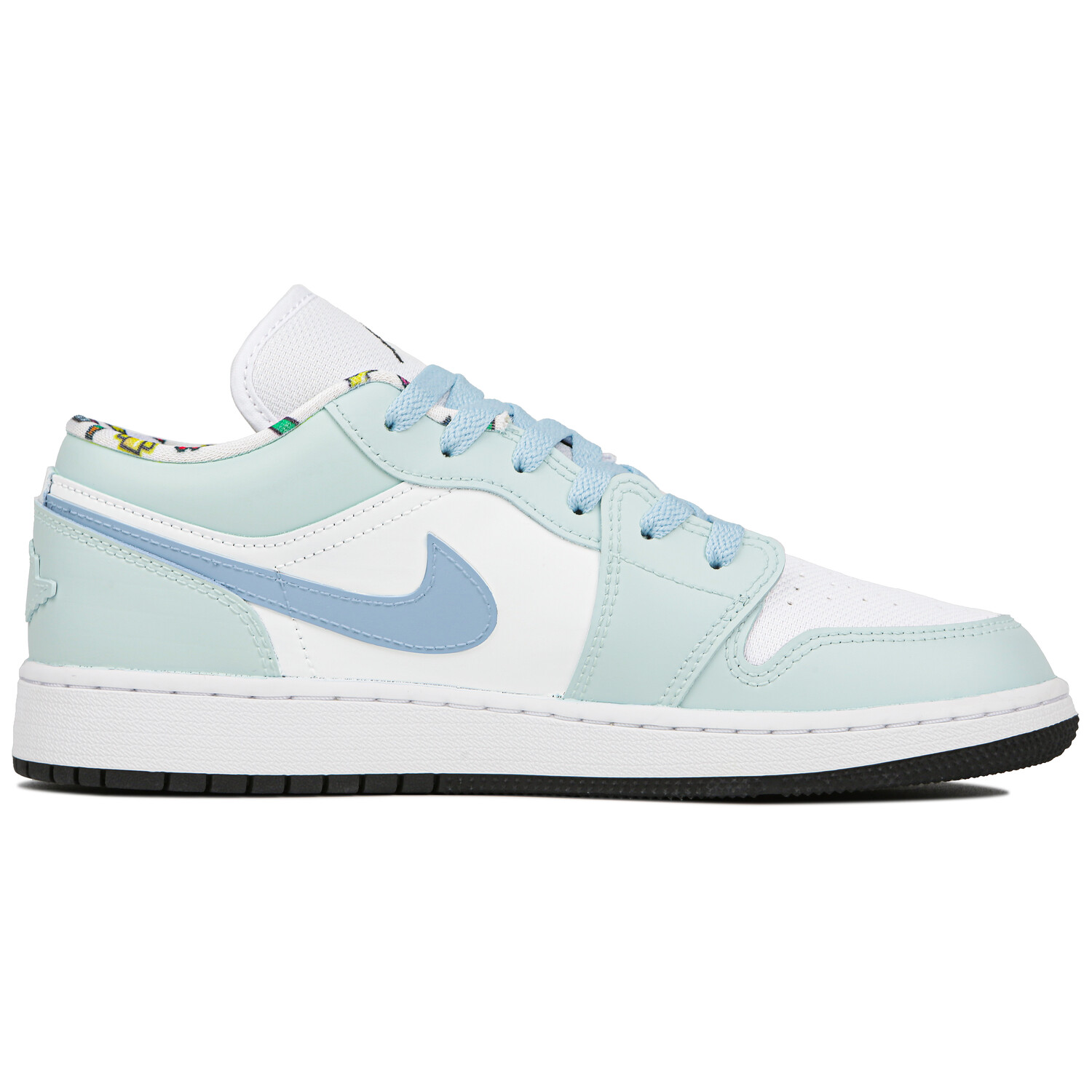Кроссовки Air Jordan 1 Vintage Basketball Shoes Women's Low-top White/cyan/green, белый — фото 2