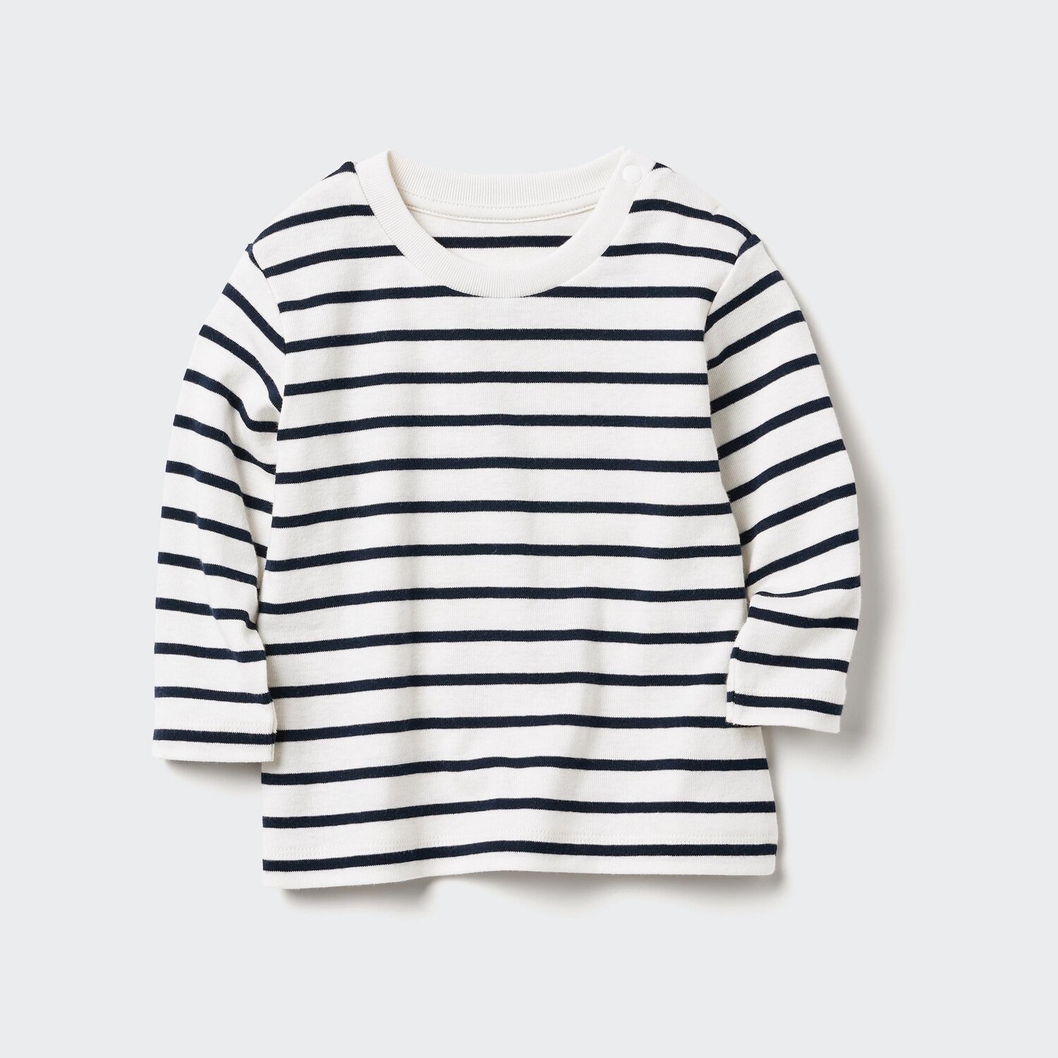 

Полосатая футболка с длинным рукавом и круглым вырезом UNIQLO, темно-синий